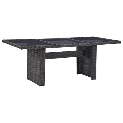 Mesa De Comedor Jardín Vidrio Y Ratán Pe Marrón 200X100X74 Cm
