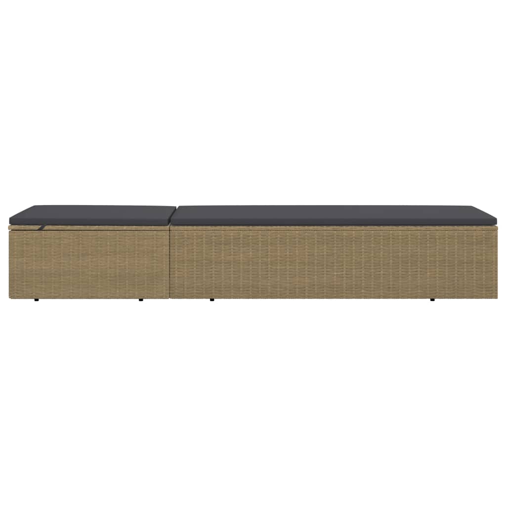 Tumbona De Ratán Sintético Marrón Y Gris Oscuro