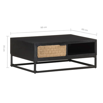 Mesa De Centro De Madera Maciza De Mango 90X60X35 Cm