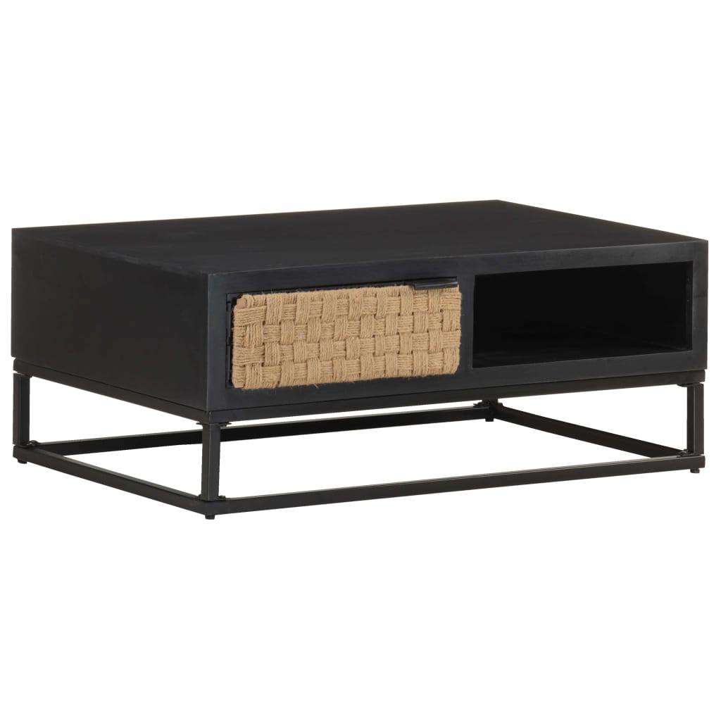 Mesa De Centro De Madera Maciza De Mango 90X60X35 Cm