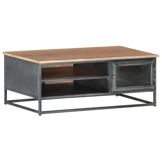 Mesa De Centro De Madera Maciza De Acacia Gris 90X50X35 Cm