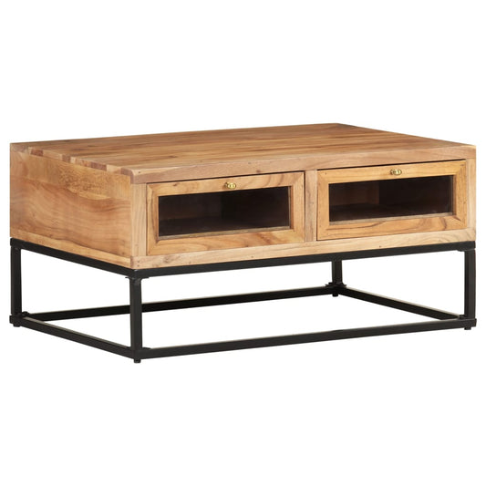Mesa De Centro De Madera Maciza De Acacia 90X60X40 Cm