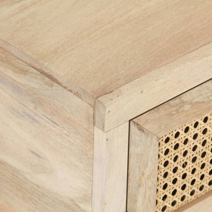 Mesa De Centro Madera Maciza Mango Y Caña Natural 90X50X37 Cm