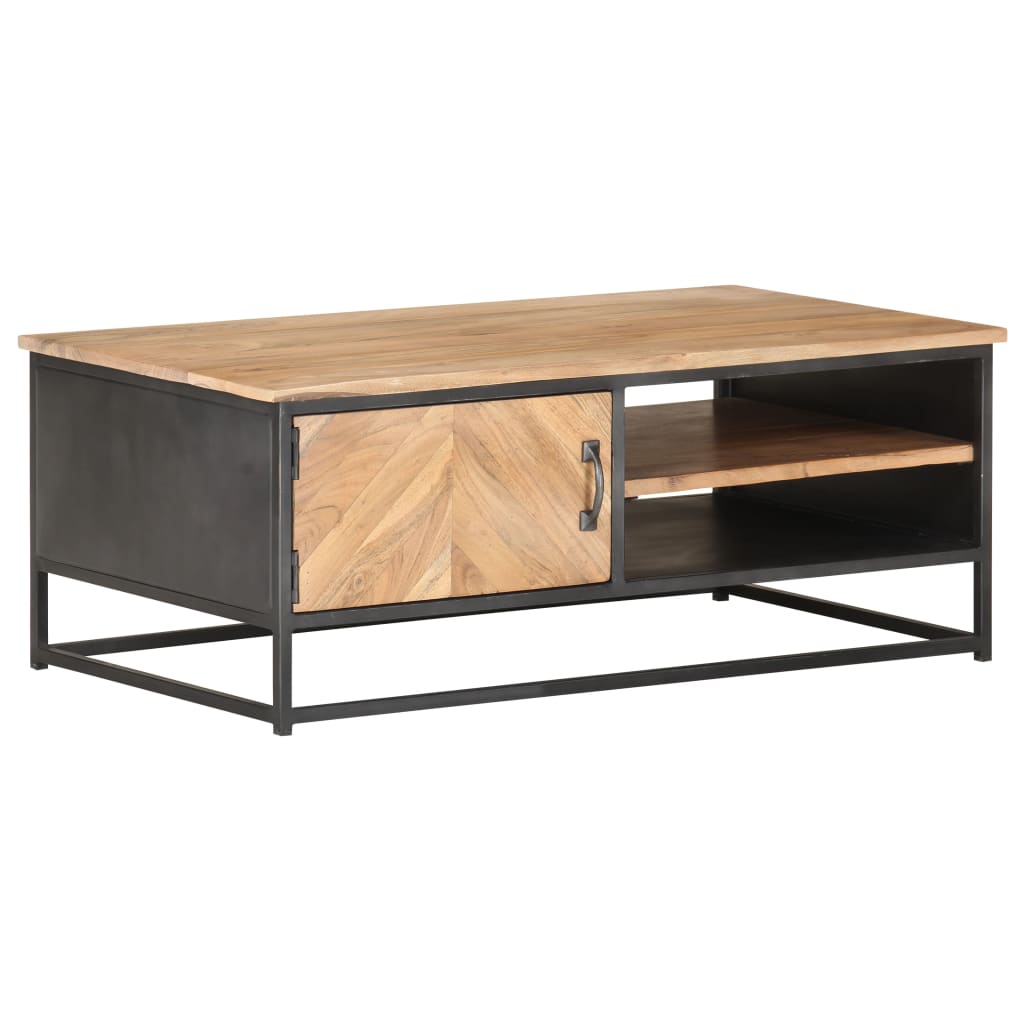 Mesa De Centro De Madera Maciza De Acacia 90X50X35 Cm