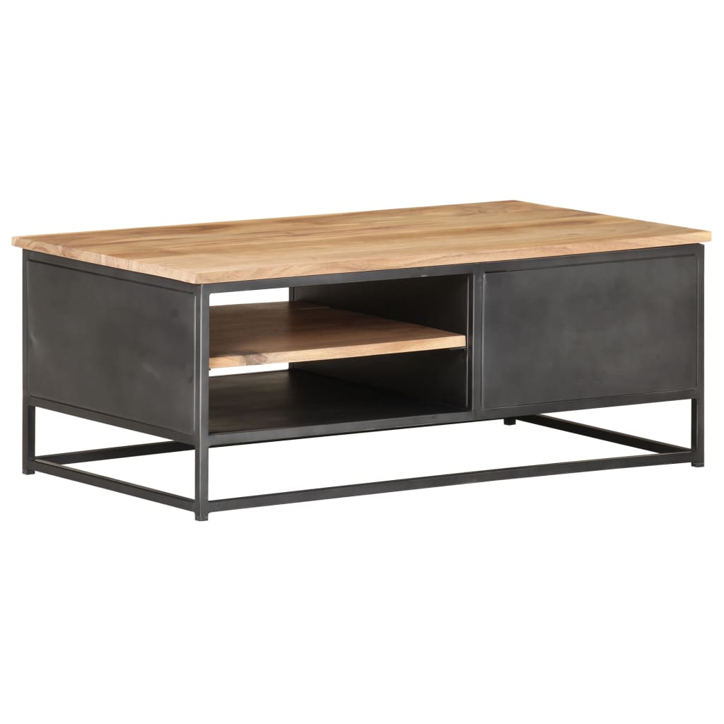 Mesa De Centro De Madera Maciza De Acacia 90X50X35 Cm