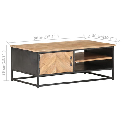 Mesa De Centro De Madera Maciza De Acacia 90X50X35 Cm