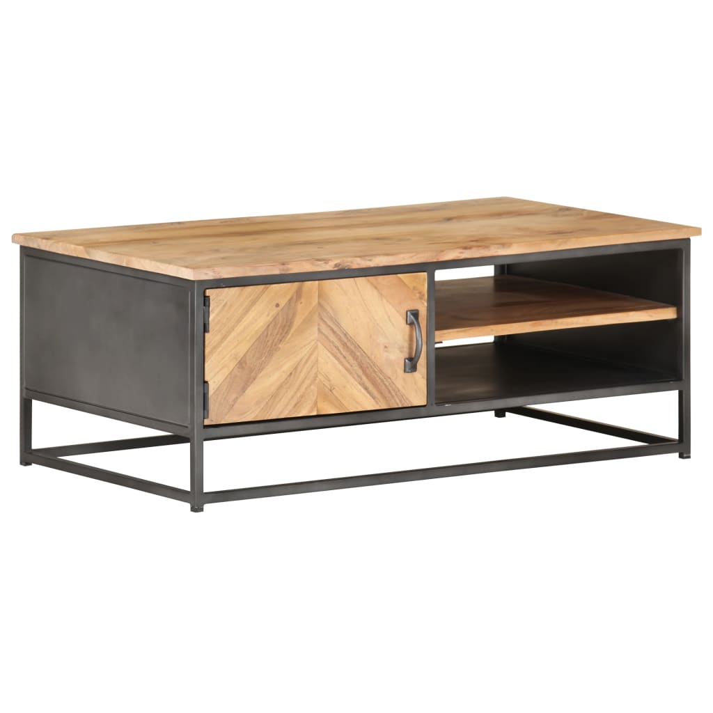 Mesa De Centro De Madera Maciza De Acacia 90X50X35 Cm