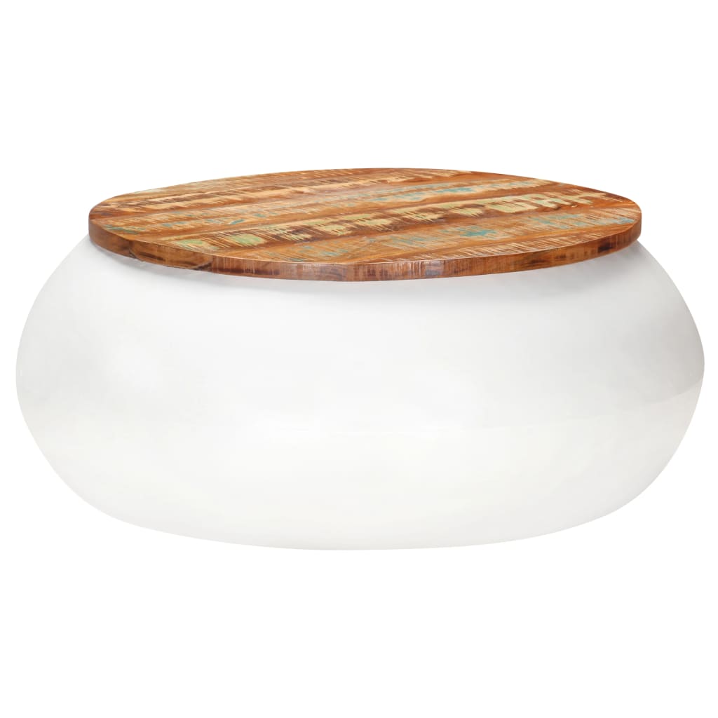 Mesa De Centro De Madera Maciza De Mango Blanca