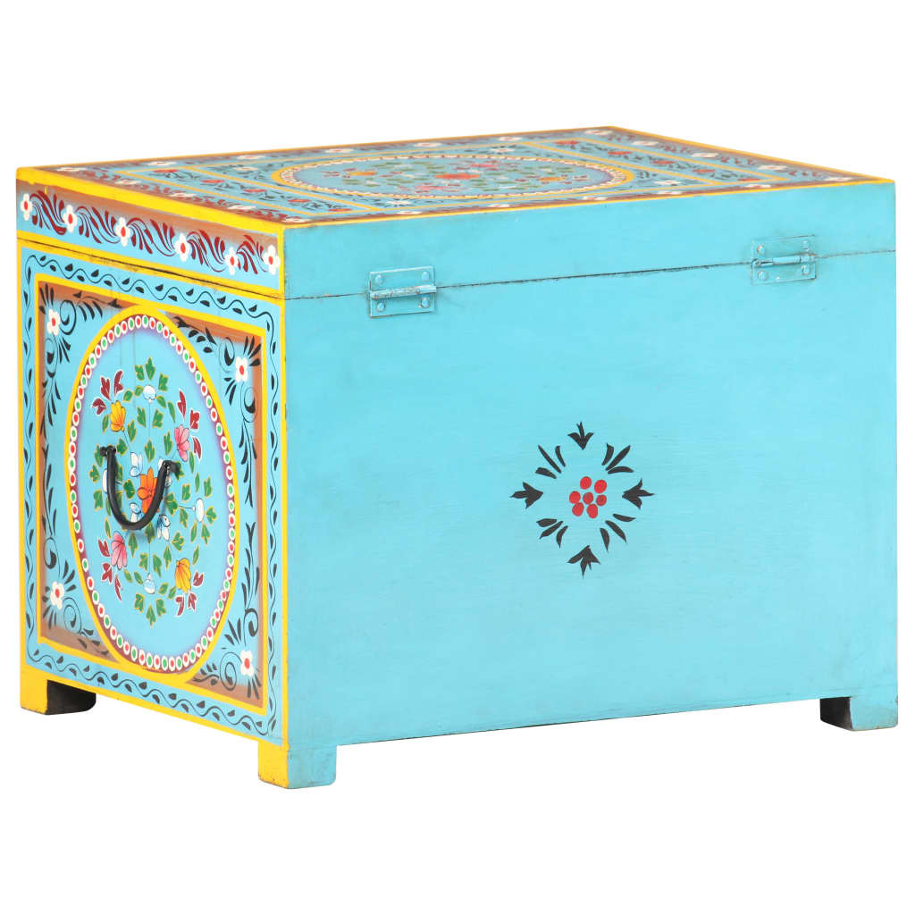 Caja Almacenaje Pintada A Mano 50X40X40 Cm Madera Mango Maciza