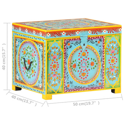 Caja Almacenaje Pintada A Mano 50X40X40 Cm Madera Mango Maciza