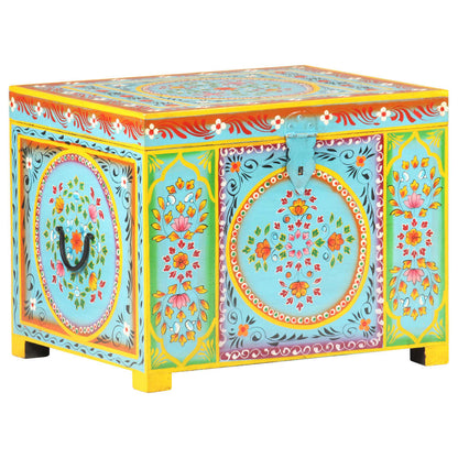 Caja Almacenaje Pintada A Mano 50X40X40 Cm Madera Mango Maciza