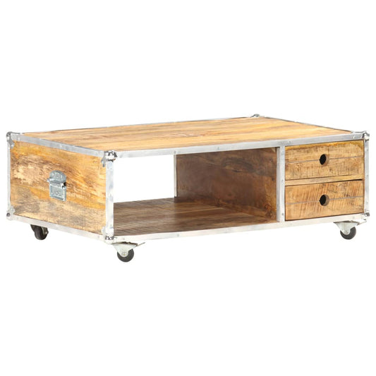 Mesa De Centro De Madera Maciza De Mango Rugosa 89X59X33 Cm