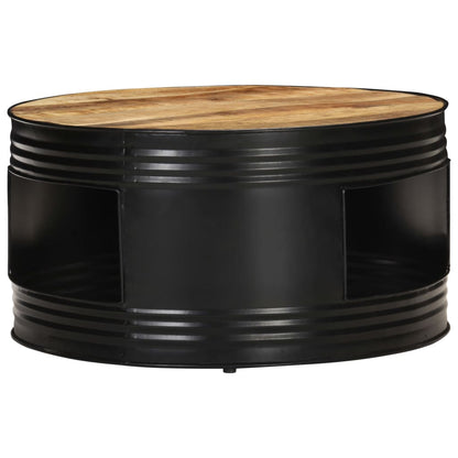 Mesa De Centro Madera Maciza De Mango Rugosa Negra 68X