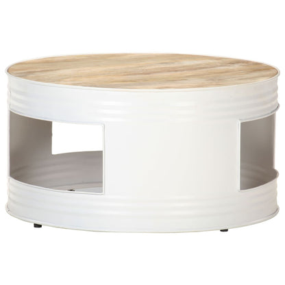 Mesa De Centro Madera Maciza De Mango Rugosa Negra 68X