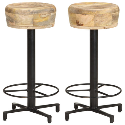 Taburetes De Cocina 2 Unidades Madera Maciza De Mango