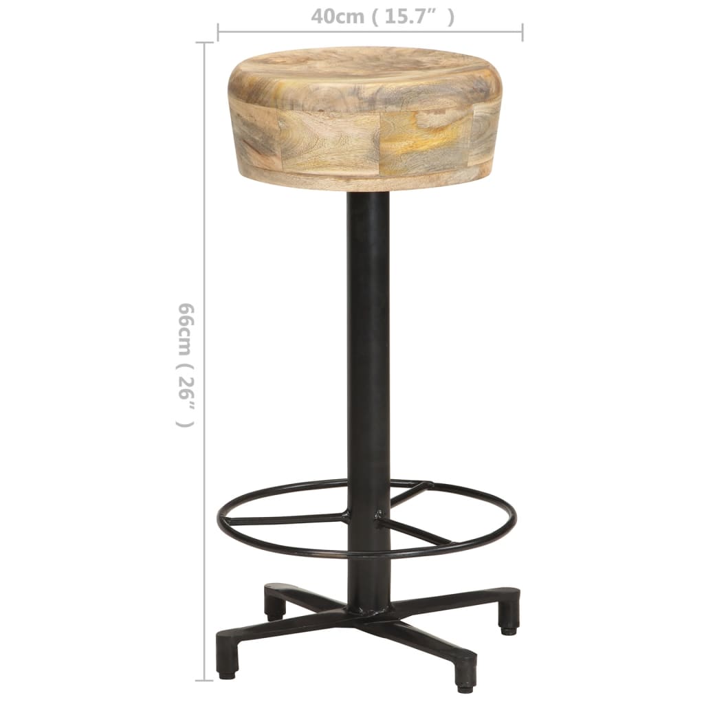 Taburetes De Cocina 2 Unidades Madera Maciza De Mango