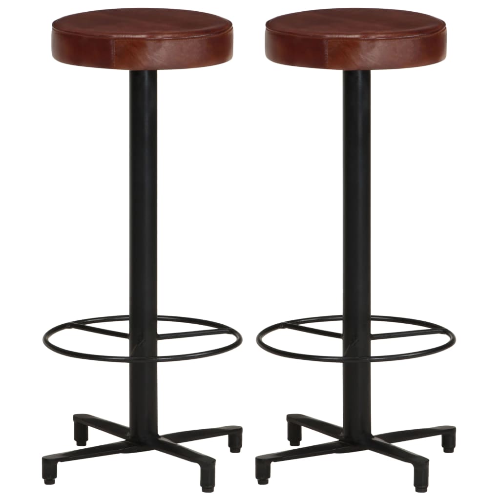 Taburetes De Barra De Cocina 2 Unidades Cuero Auténtico