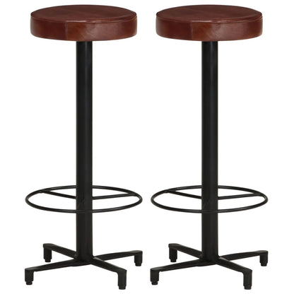 Taburetes De Barra De Cocina 2 Unidades Cuero Auténtico