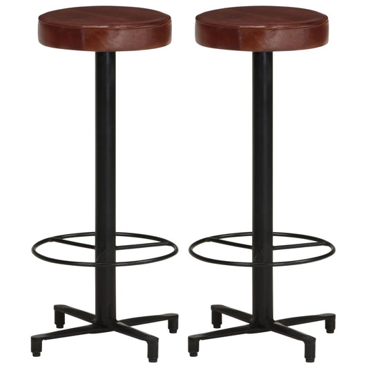 Taburetes De Barra De Cocina 2 Unidades Cuero Auténtico