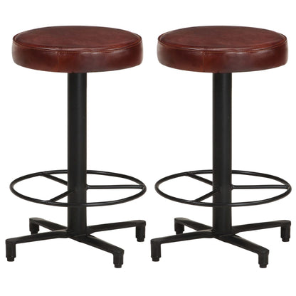 Taburetes De Barra De Cocina 2 Unidades Cuero Auténtico