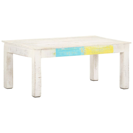 Mesa De Centro De Madera Maciza De Mango Blanca 110X60X45 Cm