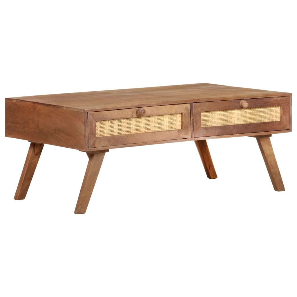 Mesa De Centro De Madera Maciza De Mango 100X60X40 Cm