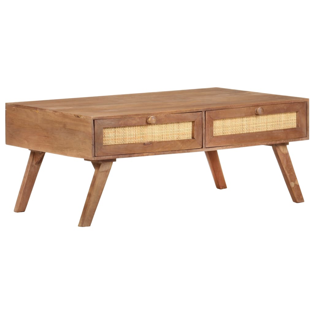 Mesa De Centro De Madera Maciza De Mango 100X60X40 Cm