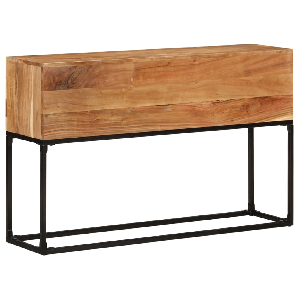 Mesa Consola Madera Maciza Mango Rugosa Y Hierro