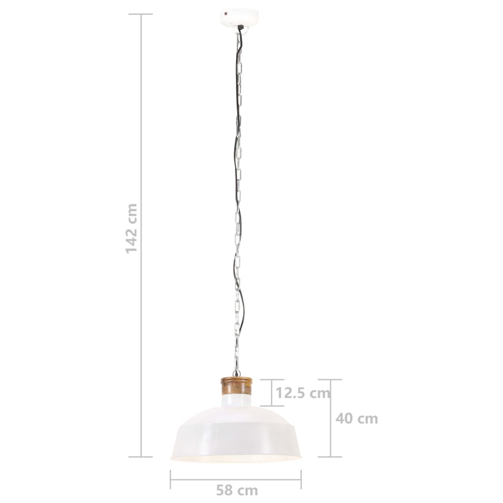 Lámpara Colgante Industrial 58 Cm Blanca E27