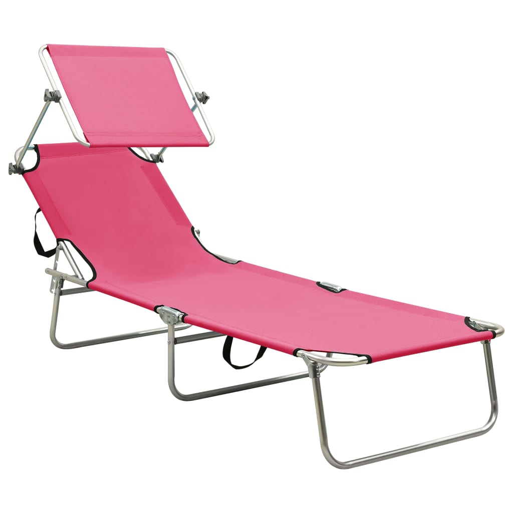 Tumbona Plegable Con Toldo De Acero Magenta