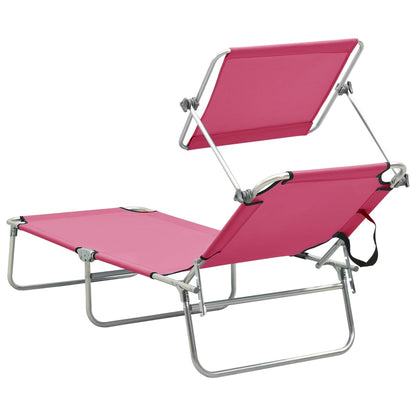 Tumbona Plegable Con Toldo De Acero Magenta