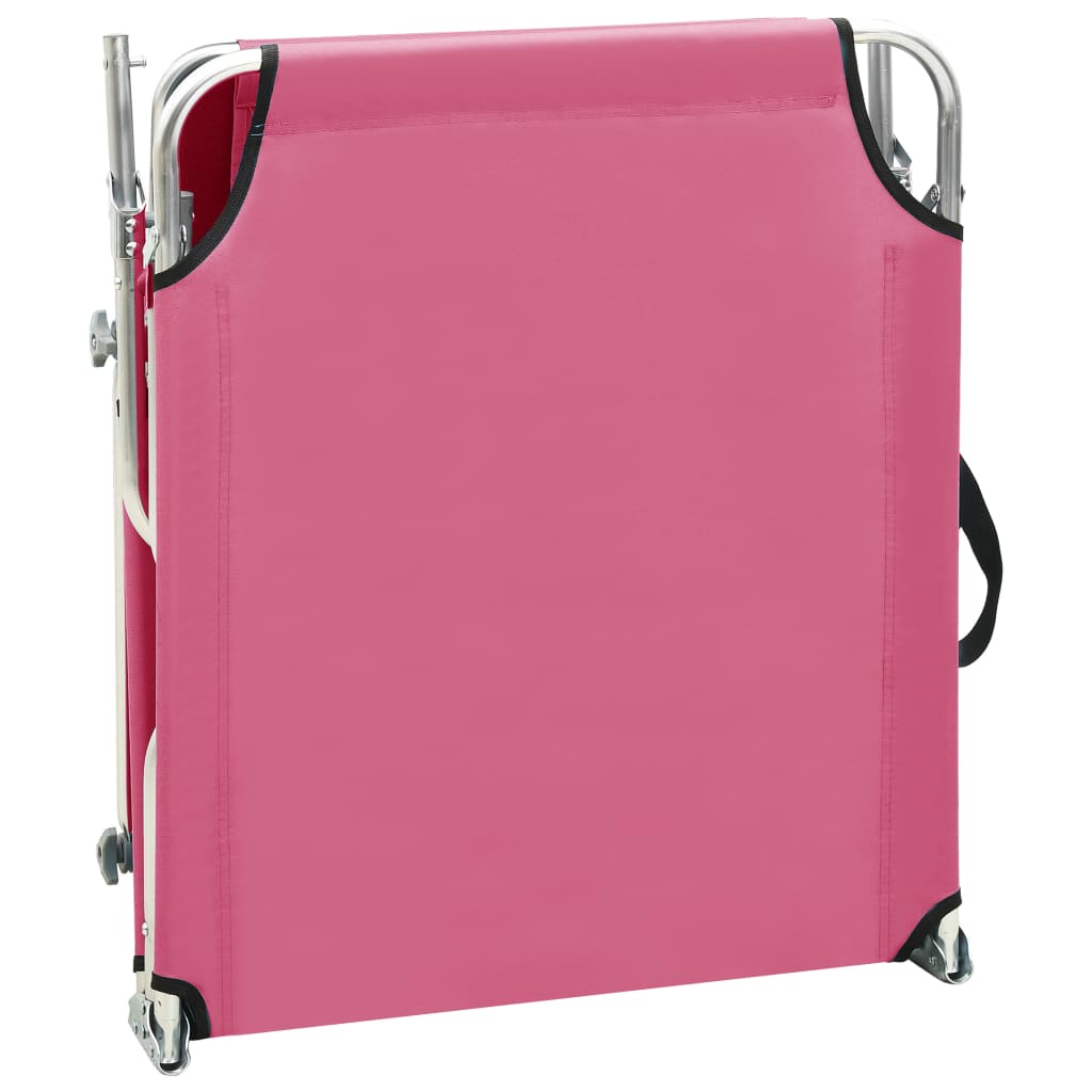 Tumbona Plegable Con Toldo De Acero Magenta
