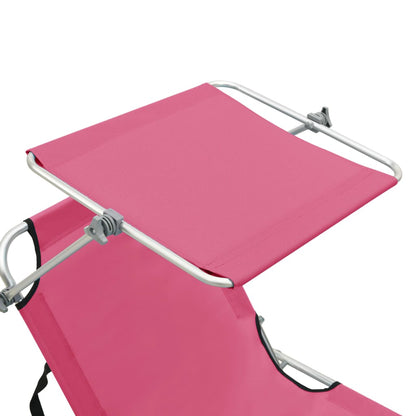 Tumbona Plegable Con Toldo De Acero Magenta