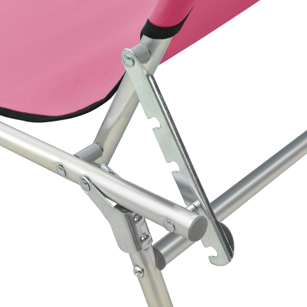 Tumbona Plegable Con Toldo De Acero Magenta