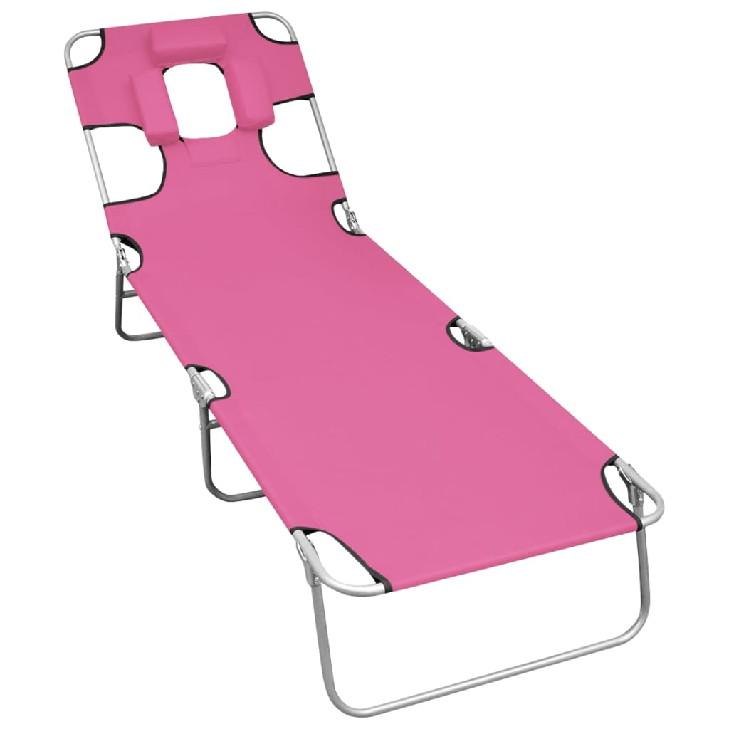 Tumbona Plegable Con Cojín Para La Cabeza Acero
