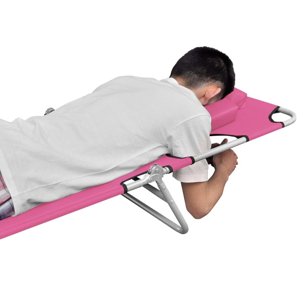 Tumbona Plegable Con Cojín Para La Cabeza Acero