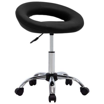 Silla De Trabajo Con Ruedas Cuero Sintético Rojo Tinto