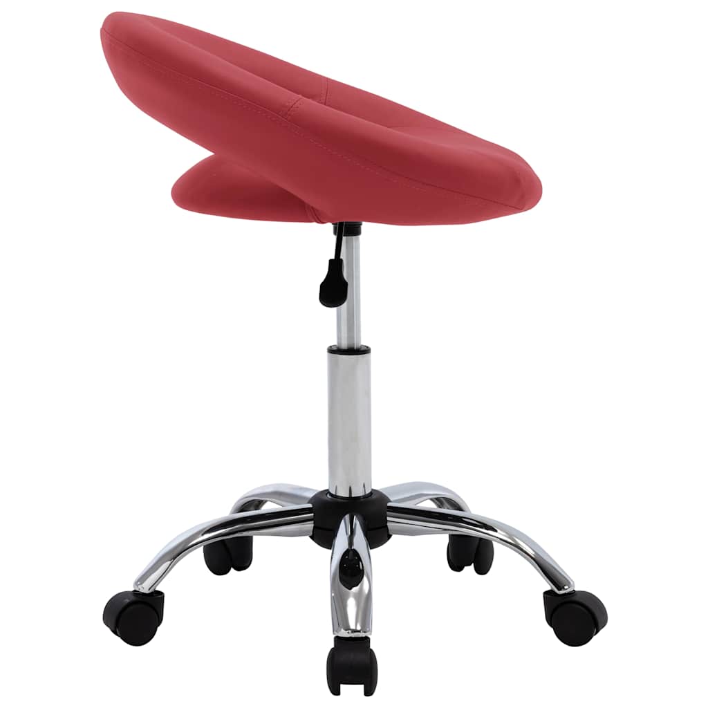 Silla De Trabajo Con Ruedas Cuero Sintético Rojo Tinto