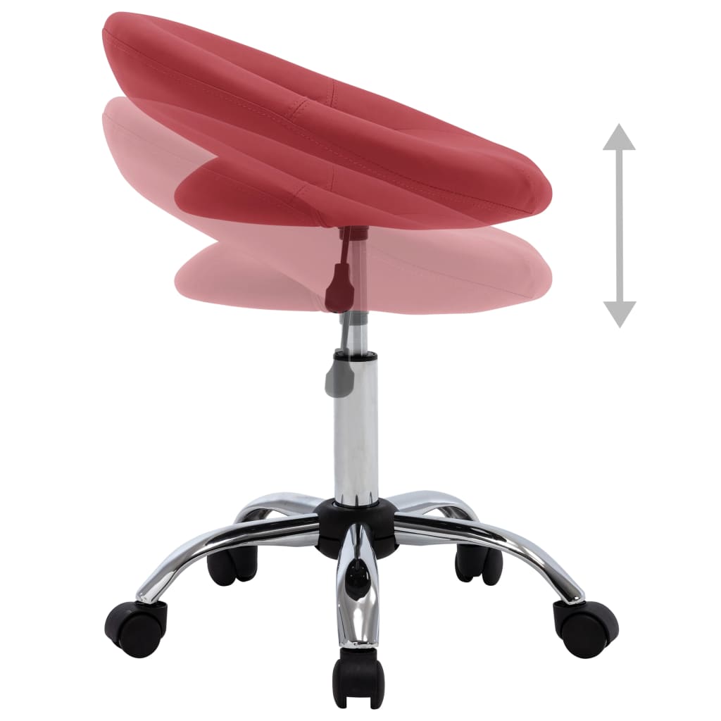 Silla De Trabajo Con Ruedas Cuero Sintético Rojo Tinto