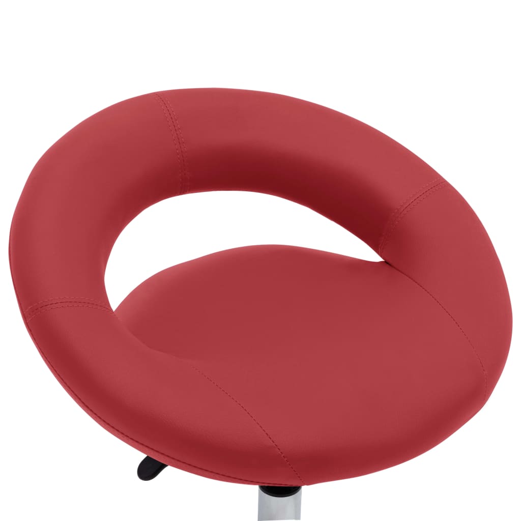 Silla De Trabajo Con Ruedas Cuero Sintético Rojo Tinto