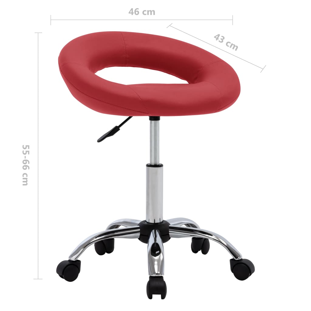 Silla De Trabajo Con Ruedas Cuero Sintético Rojo Tinto