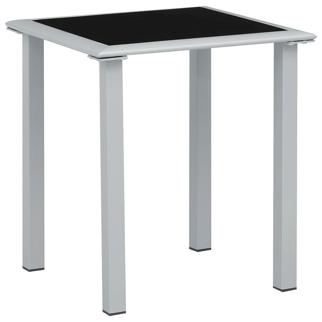 Mesa De Jardín Acero Y Vidrio Negro Y Plateado 41X41X45 Cm