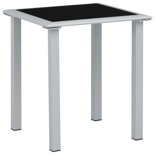 Mesa De Jardín Acero Y Vidrio Negro Y Plateado 41X41X45 Cm