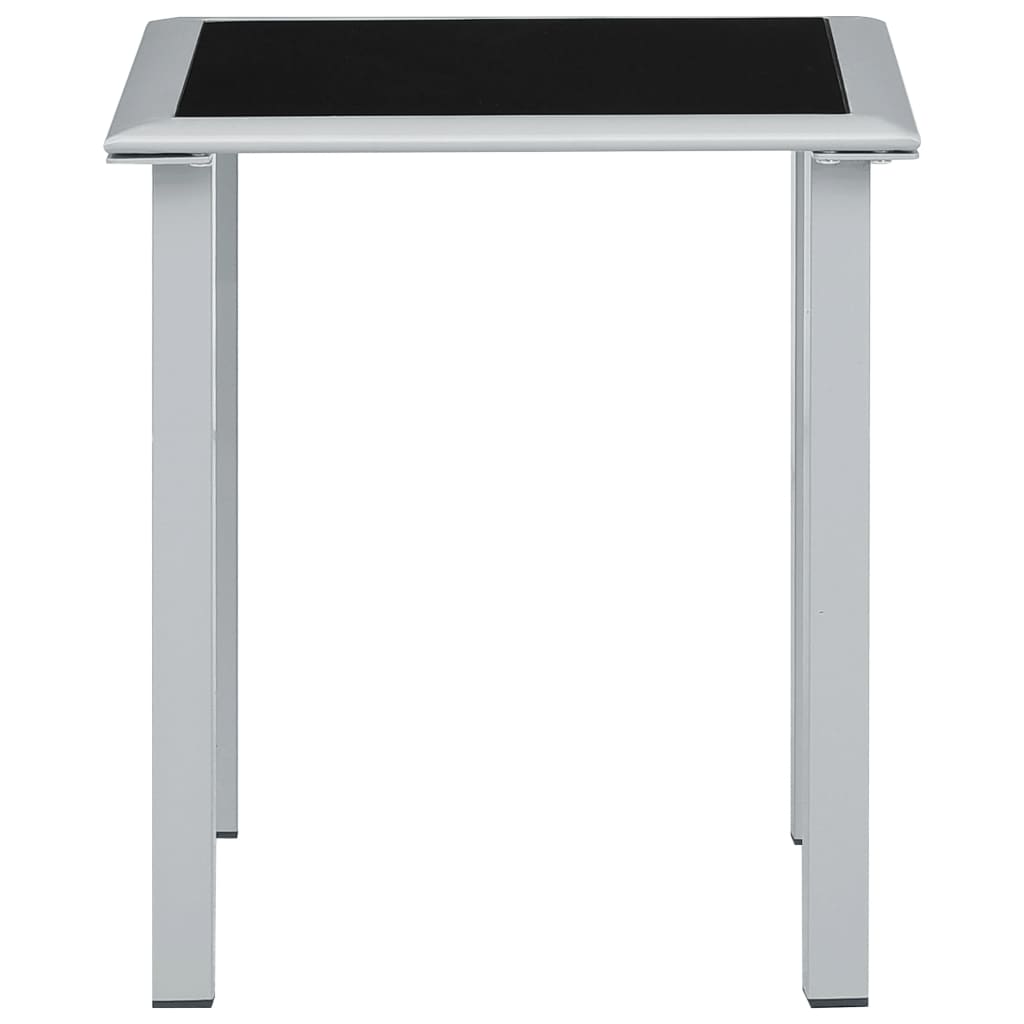 Mesa De Jardín Acero Y Vidrio Negro Y Plateado 41X41X45 Cm