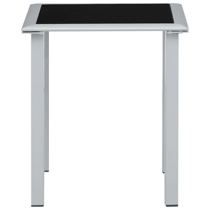 Mesa De Jardín Acero Y Vidrio Negro Y Plateado 41X41X45 Cm