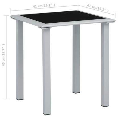 Mesa De Jardín Acero Y Vidrio Negro Y Plateado 41X41X45 Cm