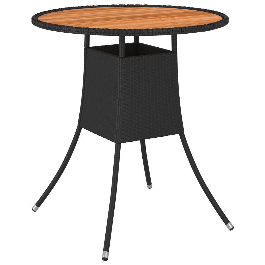 Mesa De Comedor De Jardín Ratán Sintético Acacia Ø 70 Cm