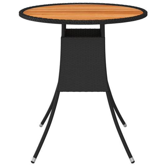 Mesa De Comedor De Jardín Ratán Sintético Acacia Ø 70 Cm