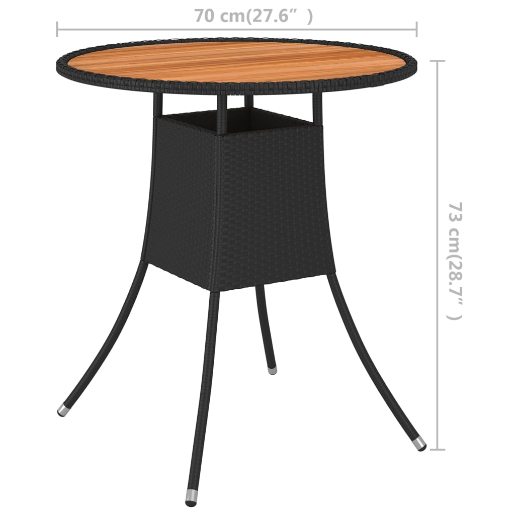 Mesa De Comedor De Jardín Ratán Sintético Acacia Ø 70 Cm