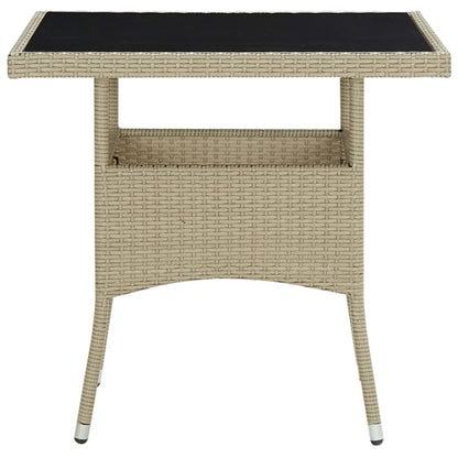 Mesa De Comedor De Jardín Ratán Sintético Y Vidrio